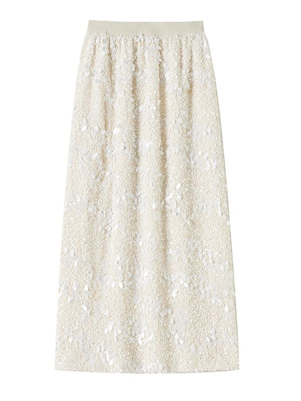 Sequined Maxi A-Line Skirt