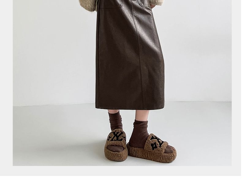 Faux Leather Midi Skirt with Belt