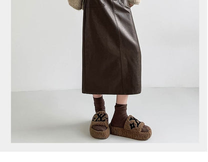 Faux Leather Midi Skirt with Belt