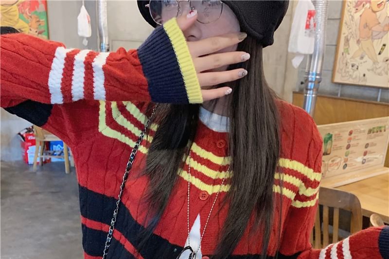 Awning Stripe Button-Up Cardigan