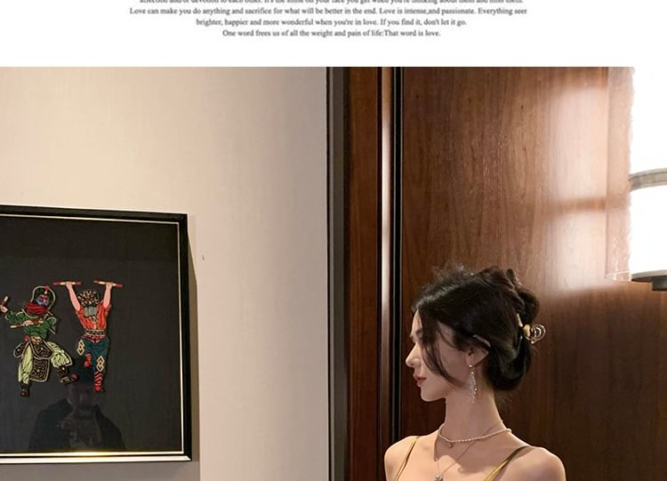 Spaghetti Strap Plain Asymmetrical Ruched Maxi A-Line Dress