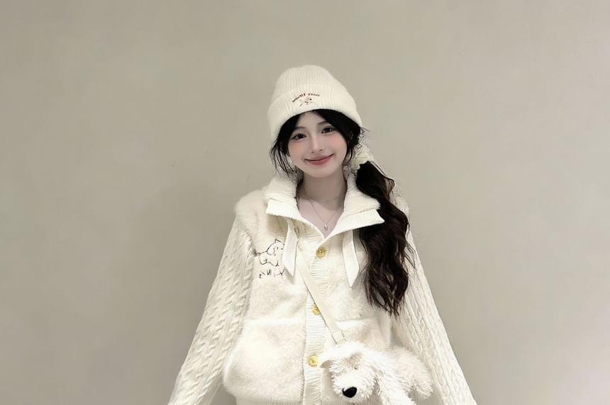 Stand Collar Plain Panel Button Up Cardigan