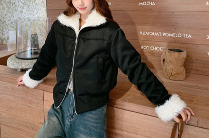Fleece Lined Zip-up Cardigan