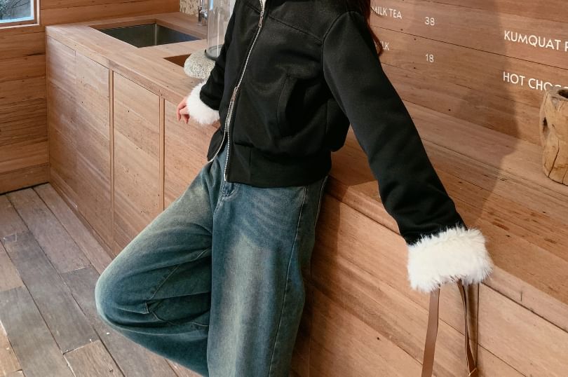 Fleece Lined Zip-up Cardigan
