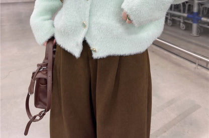 Round Neck Plain Cardigan