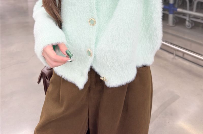 Round Neck Plain Cardigan