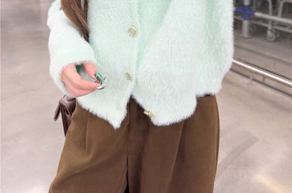 Round Neck Plain Cardigan