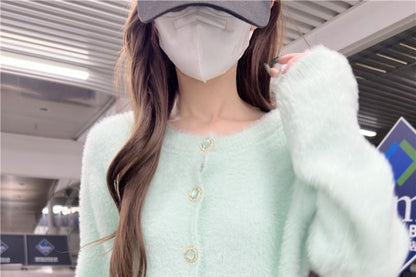 Round Neck Plain Cardigan