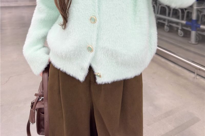 Round Neck Plain Cardigan