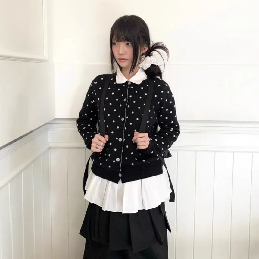 Round Neck Polka Dot Cardigan