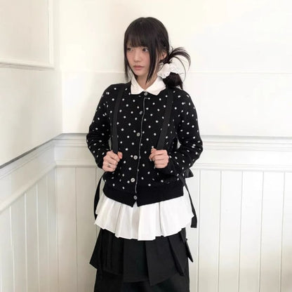 Round Neck Polka Dot Cardigan