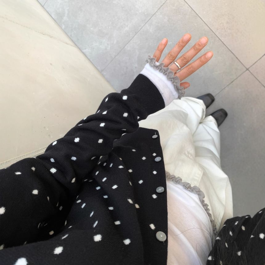 Round Neck Polka Dot Cardigan