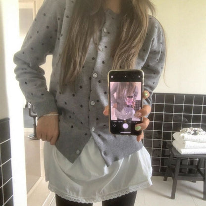 Round Neck Polka Dot Cardigan