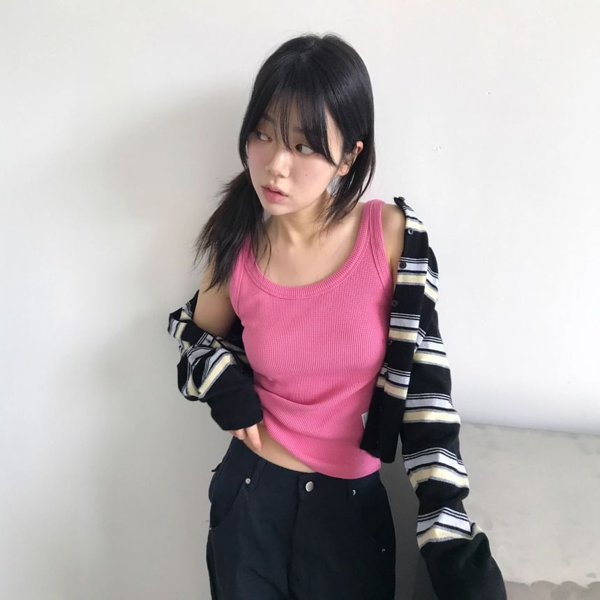 Round Neck Multicolor Striped Cardigan