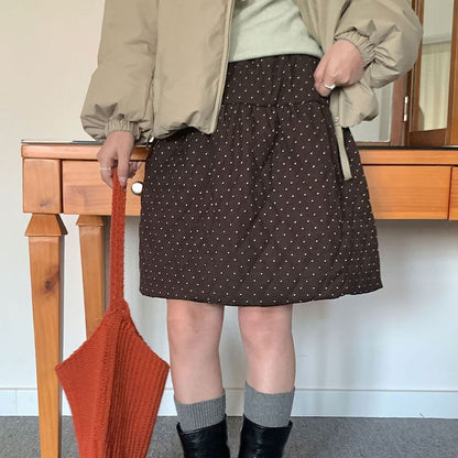 Dotted Quilted Mini A-Line Skirt
