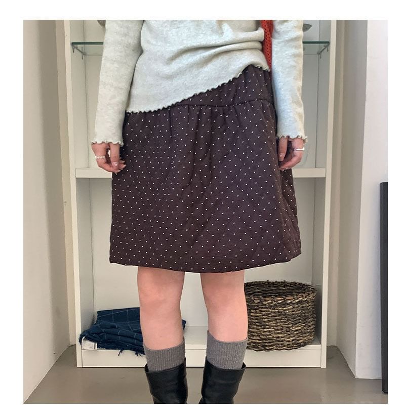 Dotted Quilted Mini A-Line Skirt