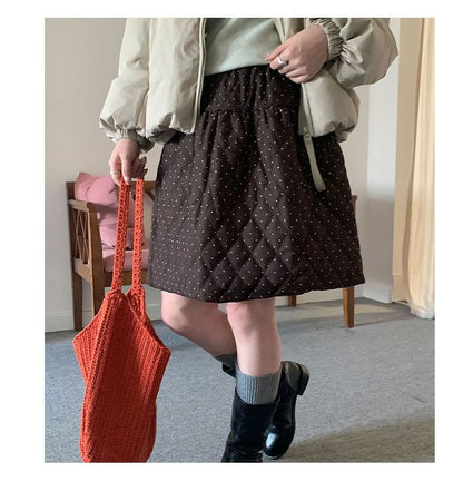 Dotted Quilted Mini A-Line Skirt
