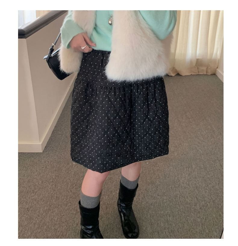 Dotted Quilted Mini A-Line Skirt