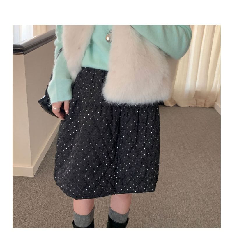 Dotted Quilted Mini A-Line Skirt