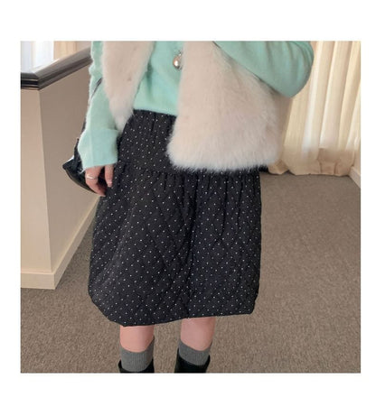 Dotted Quilted Mini A-Line Skirt