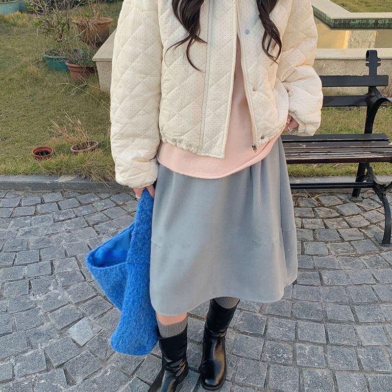 Plain Panel Midi A-Line Skirt