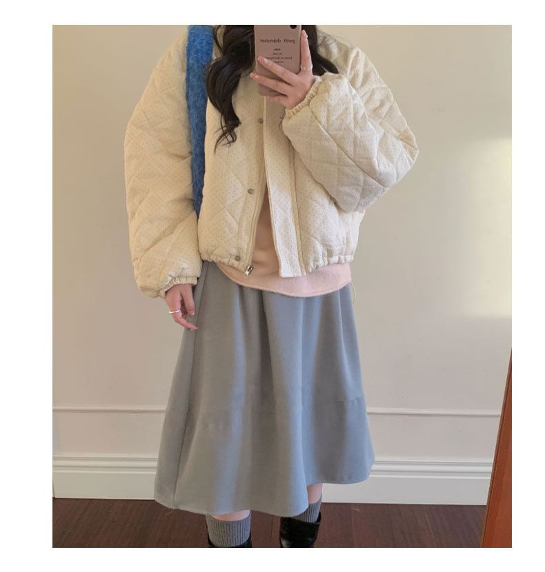 Plain Panel Midi A-Line Skirt
