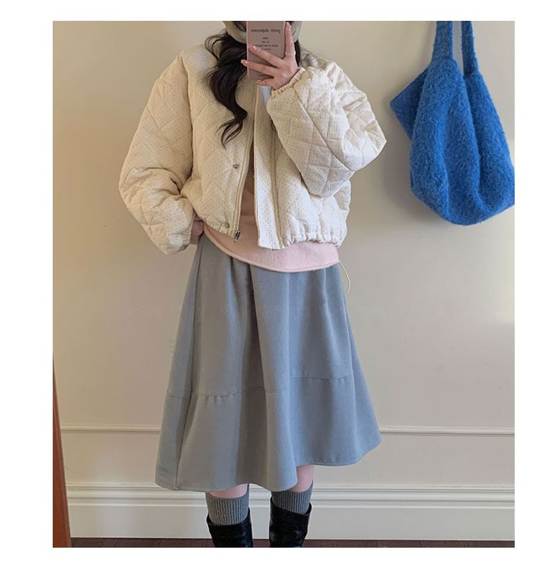 Plain Panel Midi A-Line Skirt