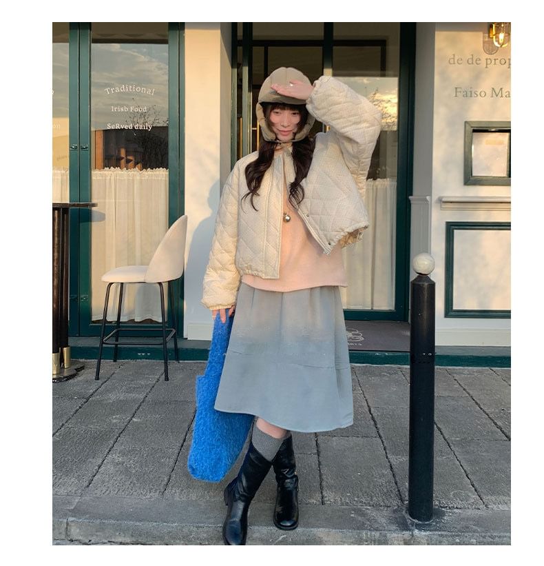 Plain Panel Midi A-Line Skirt