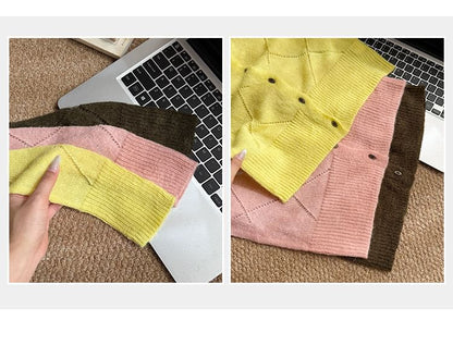 Button-Up Plain Crop Cardigan