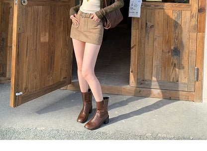 Button-Up Plain Crop Cardigan
