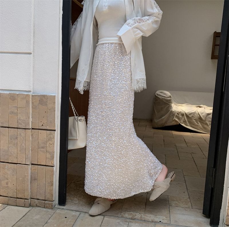 Sequin Mermaid Maxi Skirt