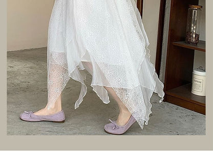 Asymmetrical Lace Panel Midi Skirt