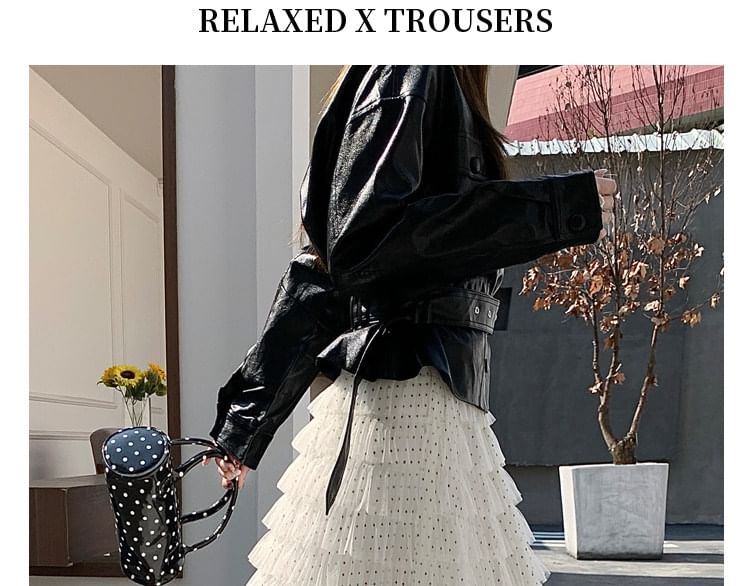 Polka Dot Tiered Ruffle Mesh Maxi Skirt