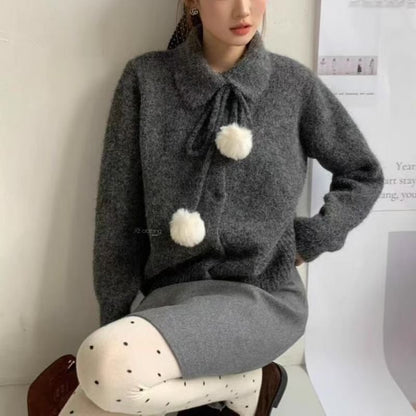 Collared Plain Two Tone Button Up Cardigan