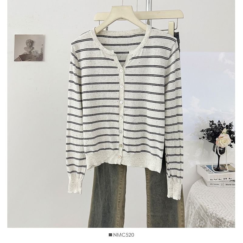 V-Neck Striped Cardigan