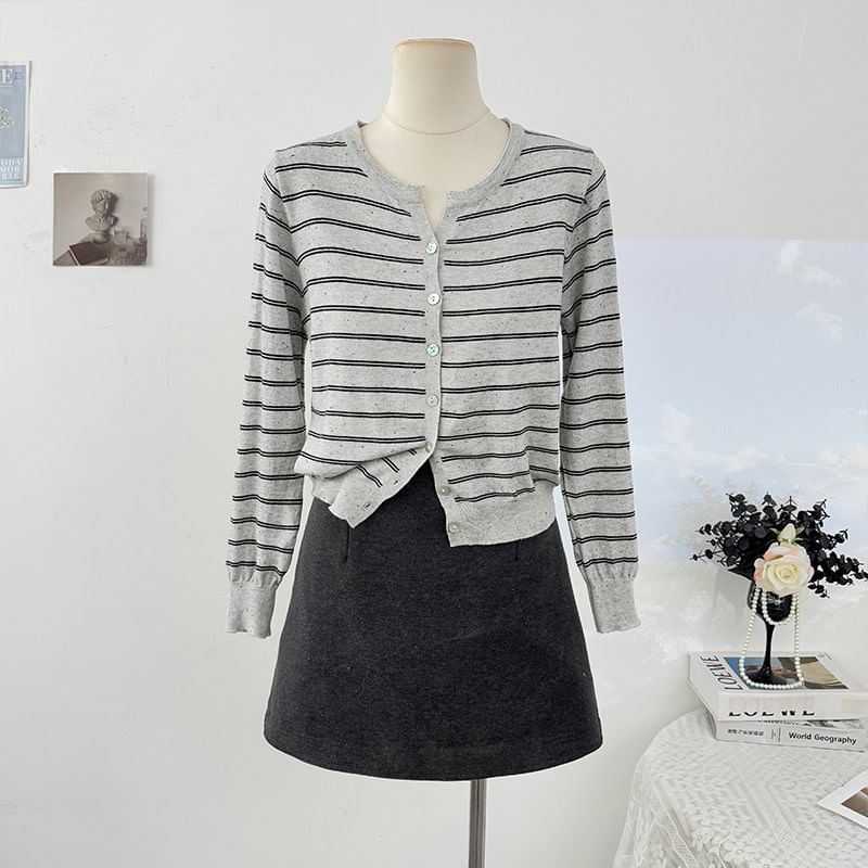 V-Neck Striped Cardigan