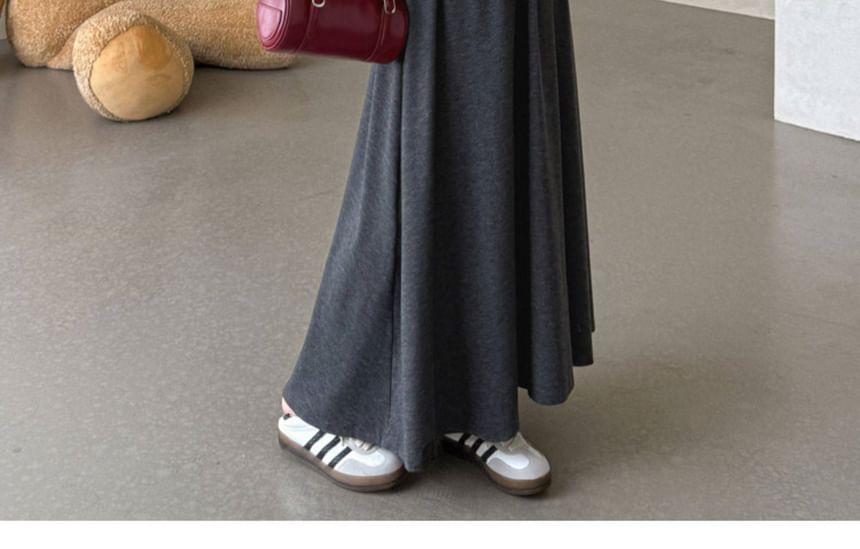 Maternity Set: Contrast Trim Camisole Top + V-Neck Cardigan + High Waist Maxi A-Line Skirt
