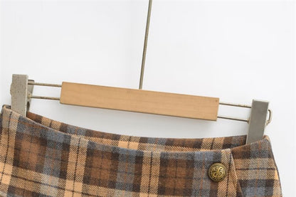 Mid Waist Plaid Mini Pleated A-Line Skirt