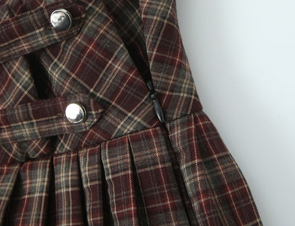 Mid Waist Plaid Mini Pleated Skirt