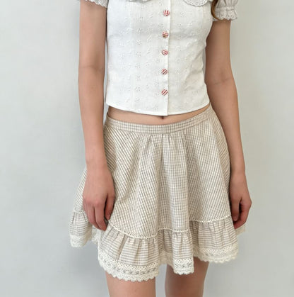 Plaid Lace Mini A-Line Skirt