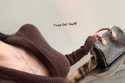 V-Neck Wrap Style Knit Sweater