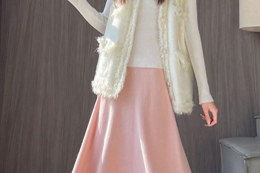 Plain Maxi A-Line Skirt