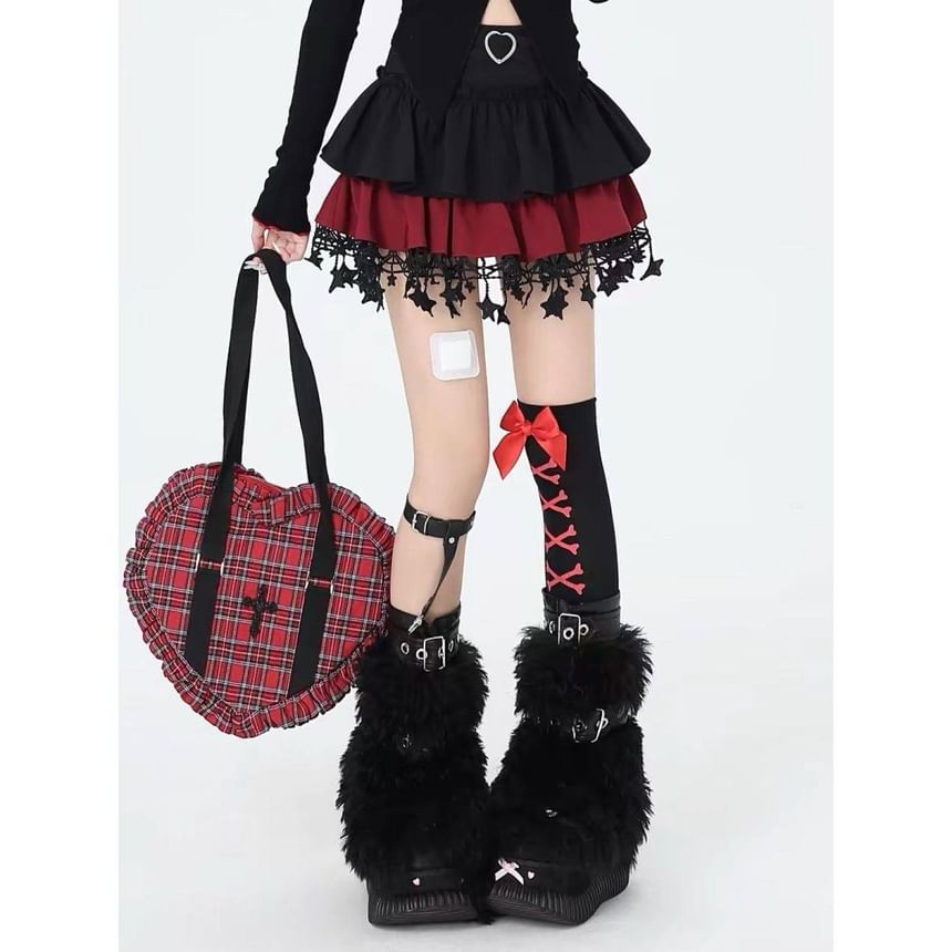 Lace Trim Mini Tiered Skirt