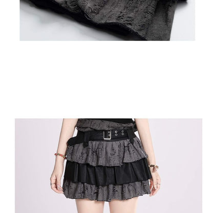 Distressed Mini Tiered Skirt