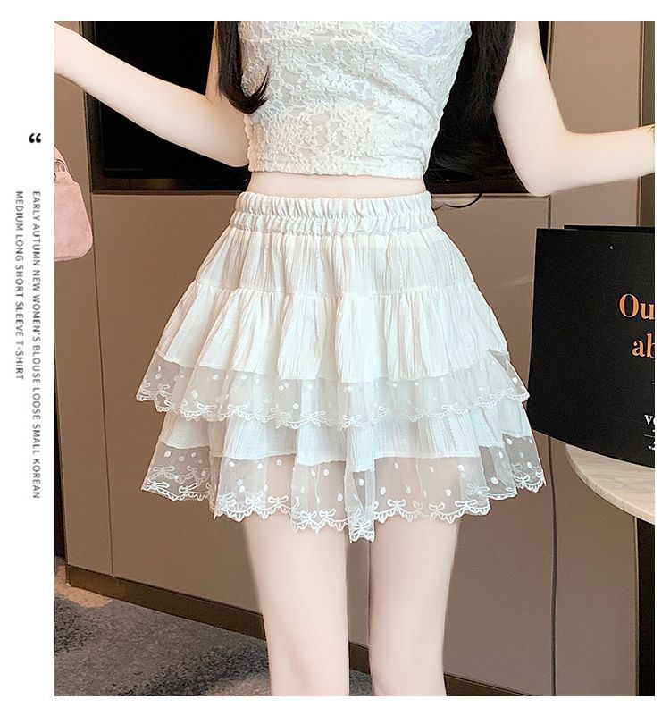 Lace-Trim Tiered Mini Skirt