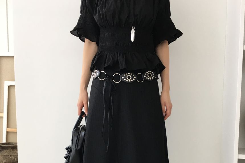 Pinstriped Asymmetrical Midi A-Line Skirt