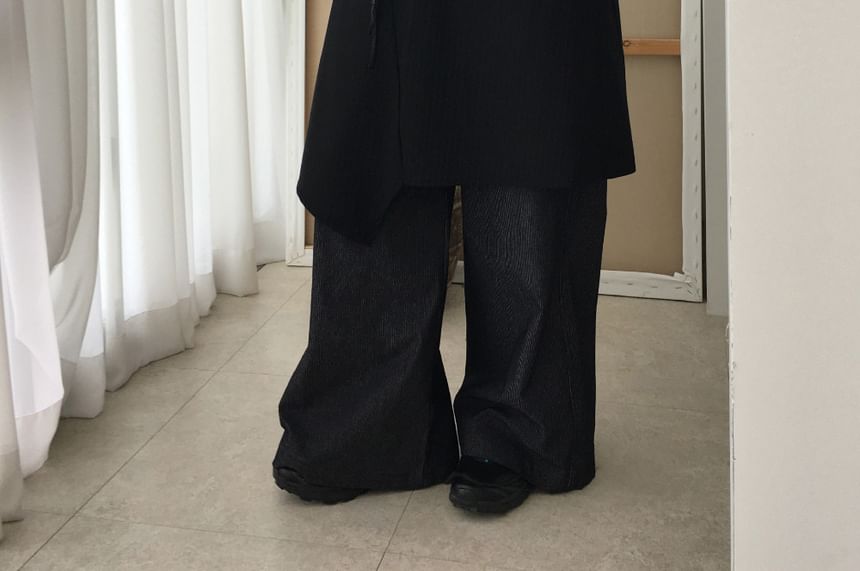 Pinstriped Asymmetrical Midi A-Line Skirt