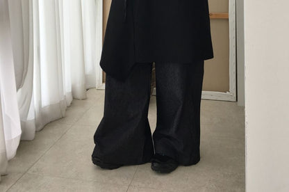 Pinstriped Asymmetrical Midi A-Line Skirt