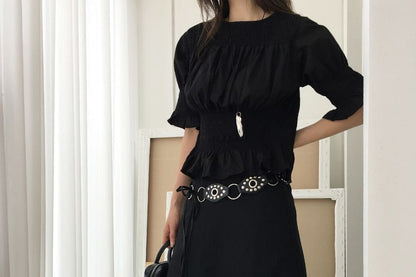 Pinstriped Asymmetrical Midi A-Line Skirt