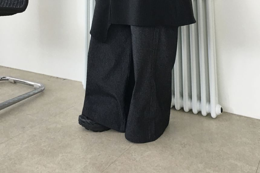 Pinstriped Asymmetrical Midi A-Line Skirt